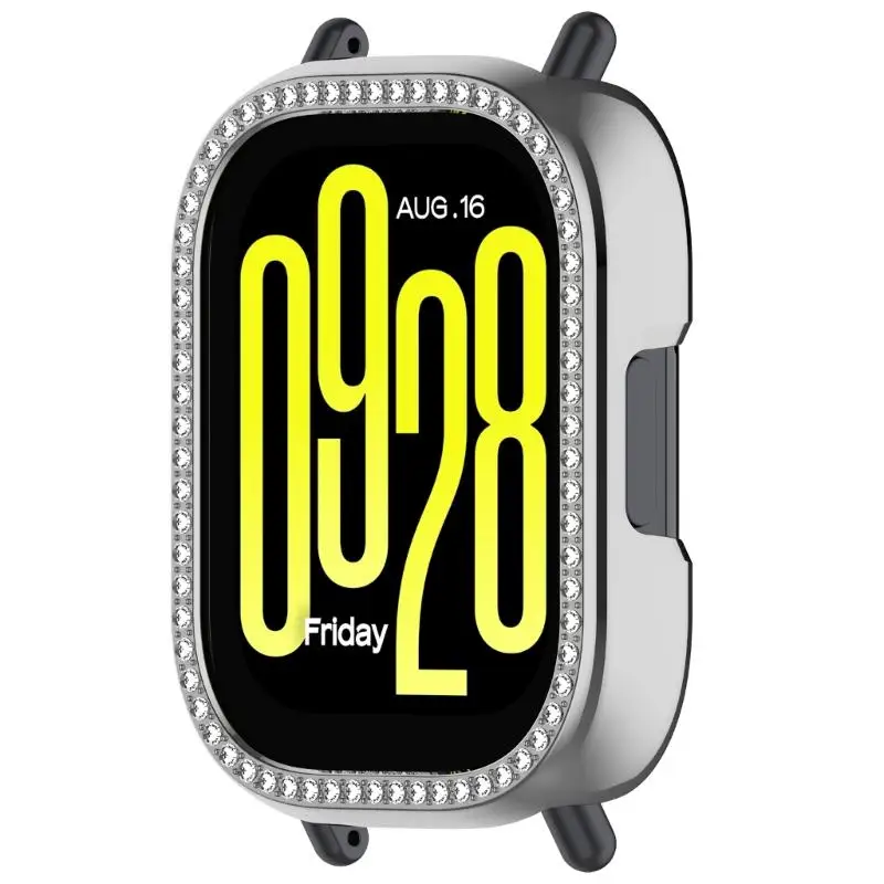 

652F Glittering Crystal Trim Semi Enclosed Watch Cover Shockproof Shimmering Housing with Hollowed Design for Watch 5 Active