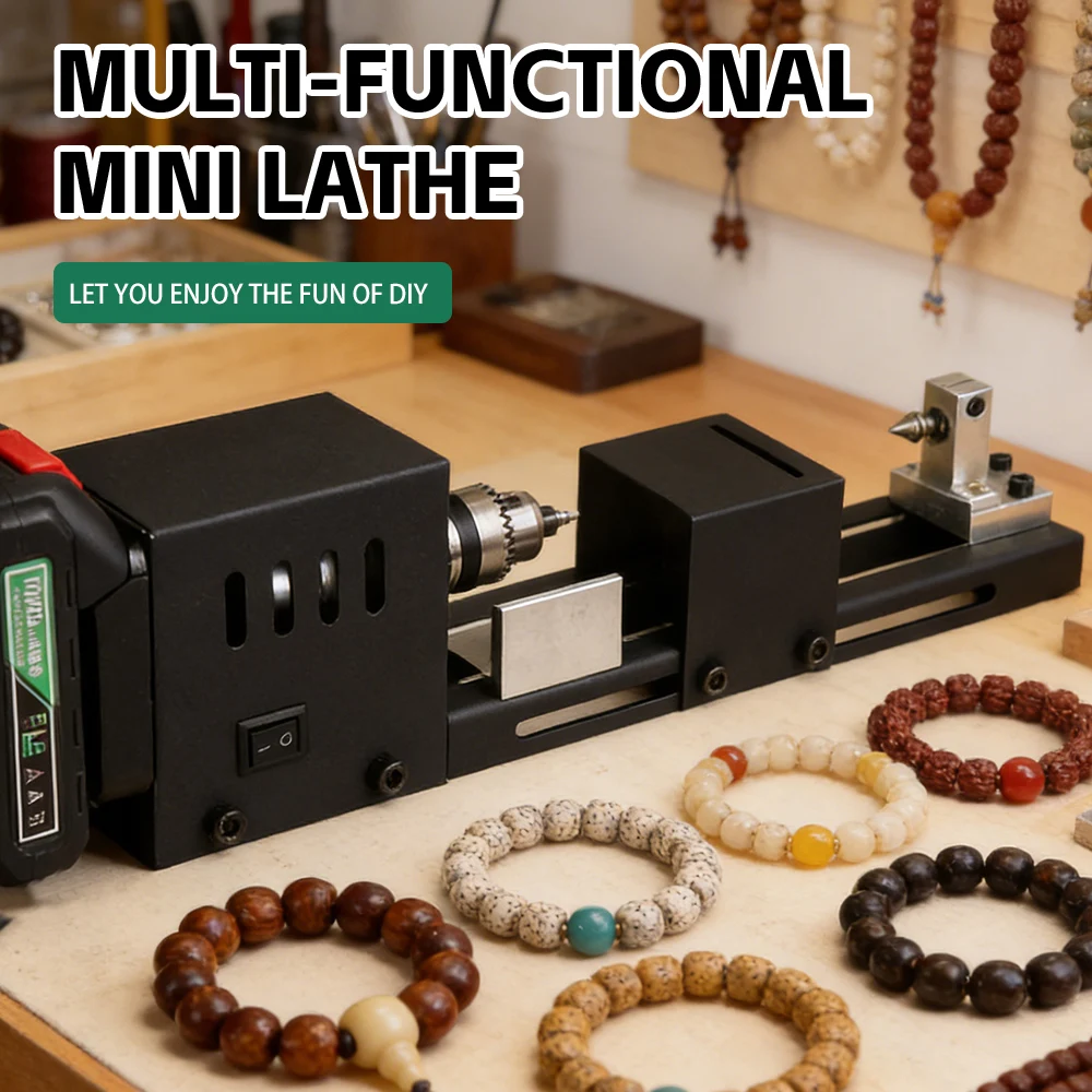 

Wireless Multifunctional Mini Lathe Micro Lithium Battery Woodworking Lathe 200W 8000RPM Rechargeable Grinding Polishing Machine
