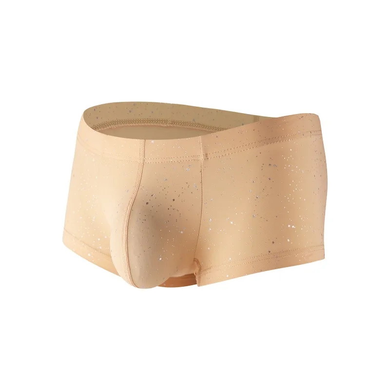 Boxers de bolso masculinos elegantes e simples personalizados cintura baixa elástica respirável roupa íntima brilhante CMF374