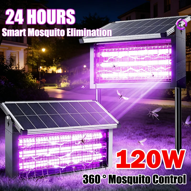 Lámpara Solar Antimosquitos de Alta Potencia, Trampa para Moscas Impermeable, Profesional para Exteriores, para Granjas, Patios, Huertos