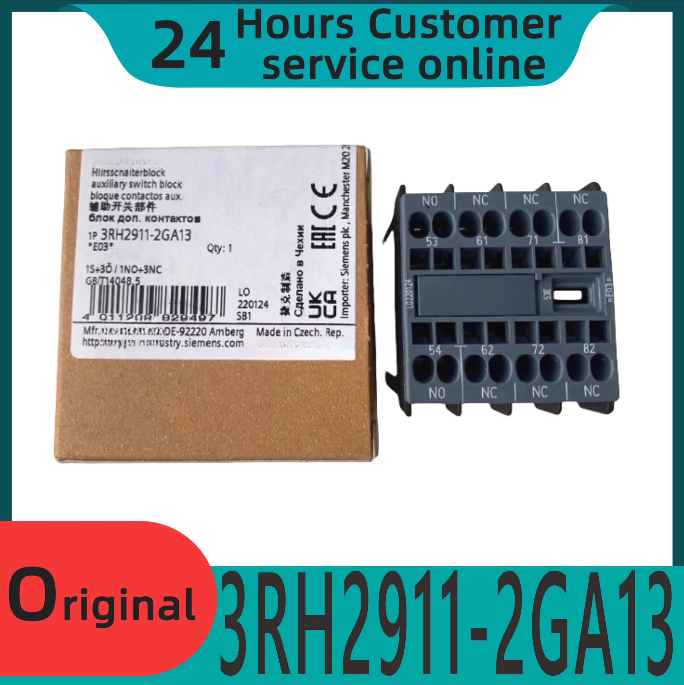 

New original 3RH2911-2GA13 auxiliary switch with one on and three off function