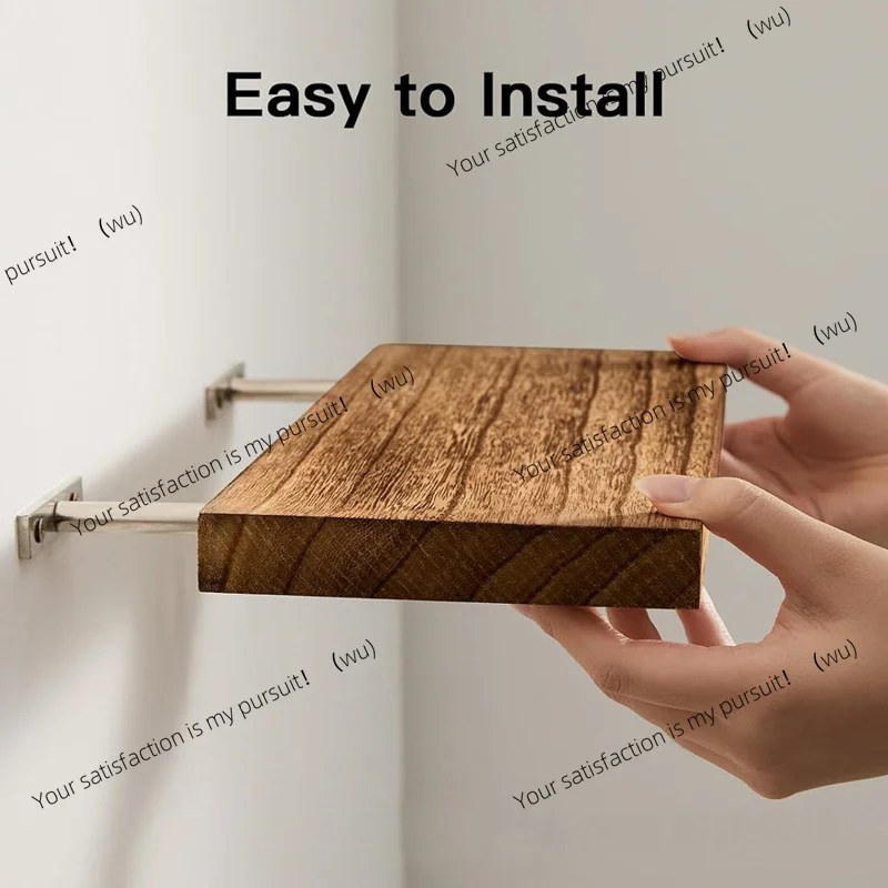 for HeMu  Solid Wood Floating Shelf,Heavy-Duty Wall Mounted Shelf with Stainless Steel Brackets,Rustic Display Shelf