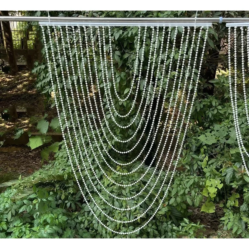 Wedding props pearl string wave hanging curtain water wave curtain, wedding hall arch background