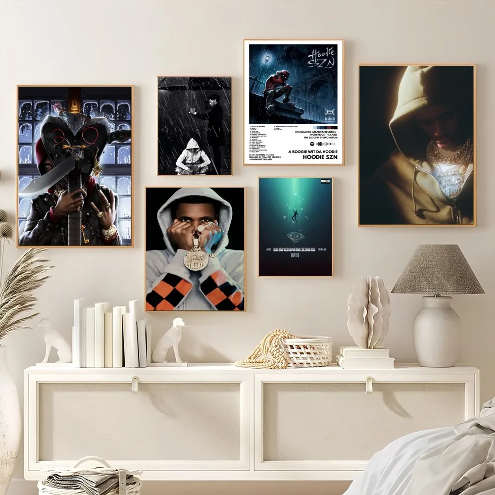 Singer A Boogie wit da Hoodie Drowning Poster Prints Wall Painting Bedroom Living Room Decoration Office Small