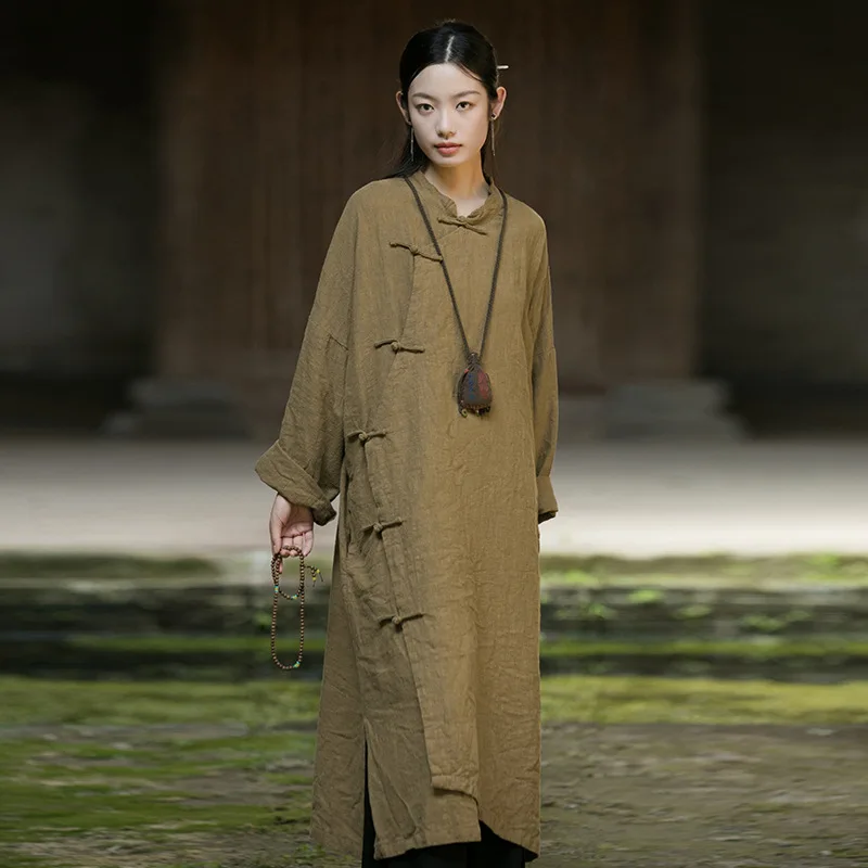 

Women's new cheongsam fashion personality Zen clothing leisure meditation travel tea clothing long shirt robe fashion versatile