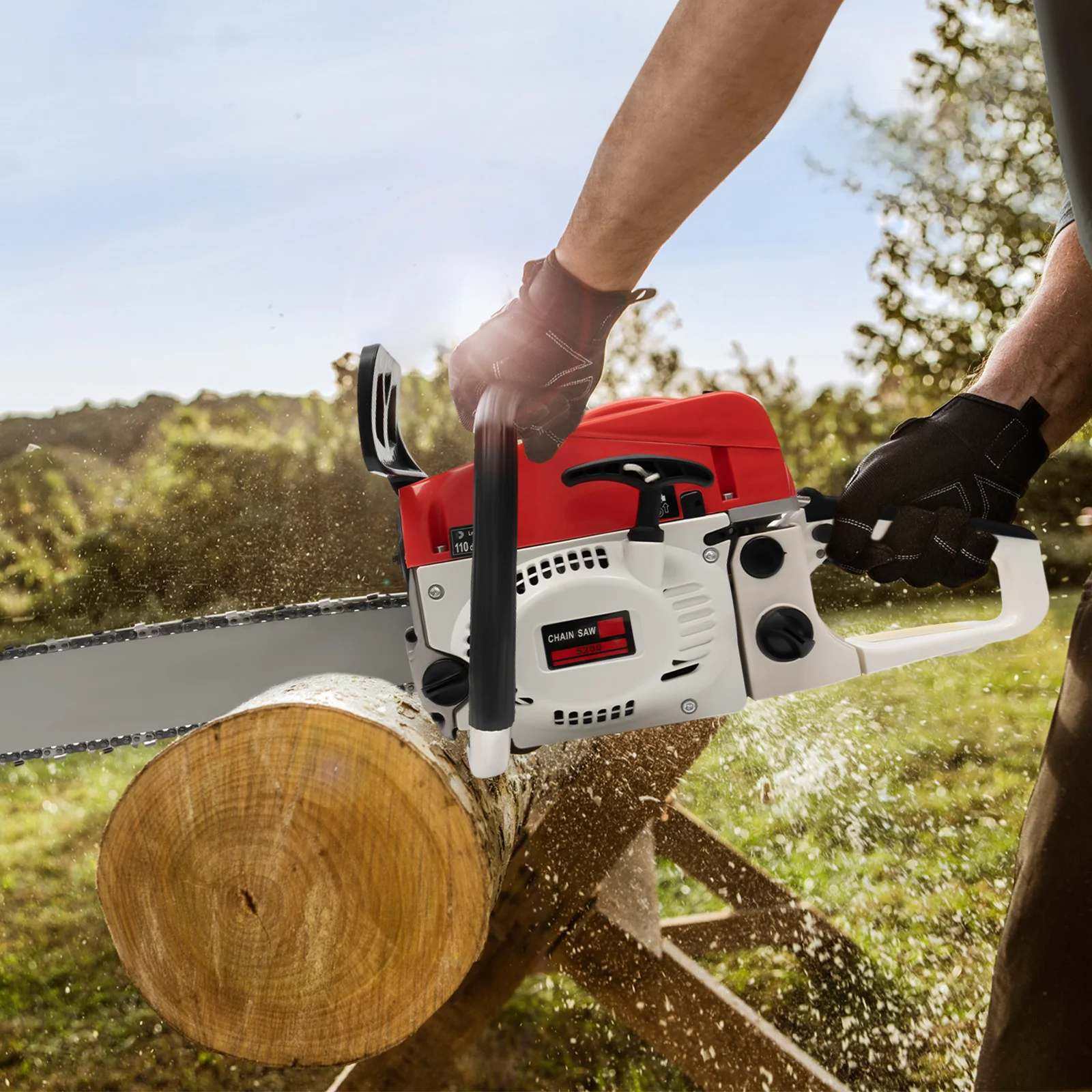 20inch Gas-powered Chainsaw, 2-Stroke 52CC Air-cooled Gasoline Chainsaw, Chainsaw Cutting Wood Gas Sawing, Chain Saw Set
