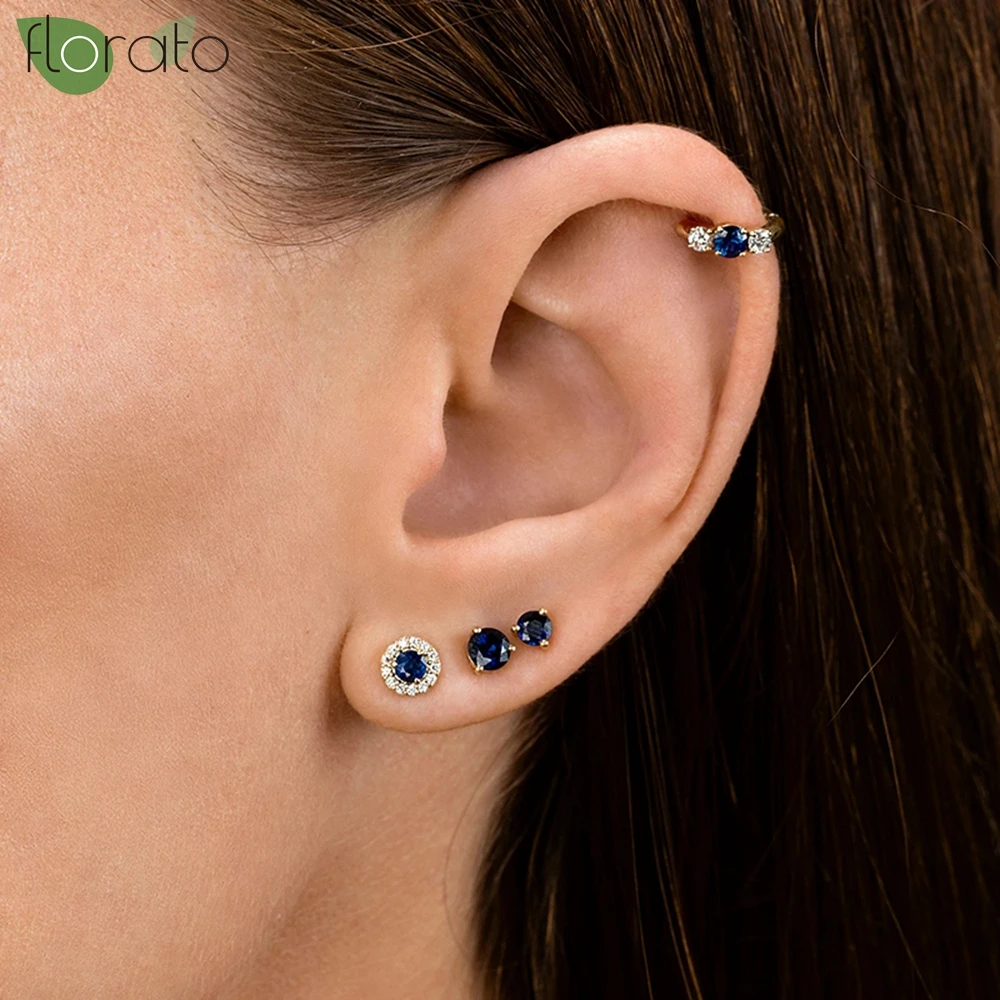 

925 Sterling Silver Needle Exquisite Round Zircon Earrings Sparkling Small Stud Earrings for Women Fashion Piercing Jewelry Gift