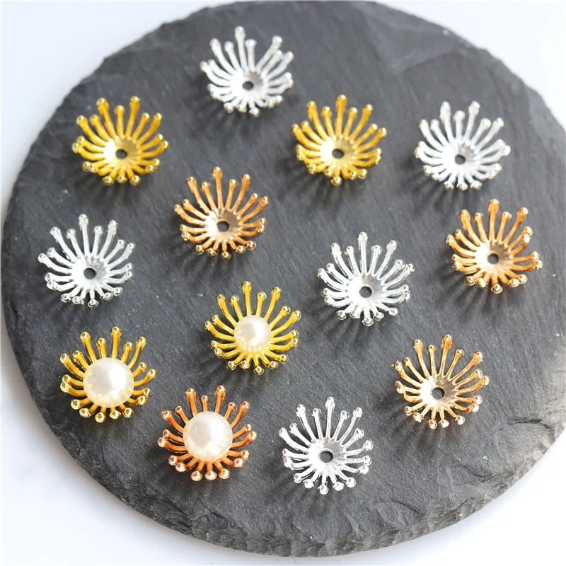 

10pcs Pistil Stamen Shape 16mm Alloy Metal Loose Beads Lot For Jewelry Making Flower Crafts Findings