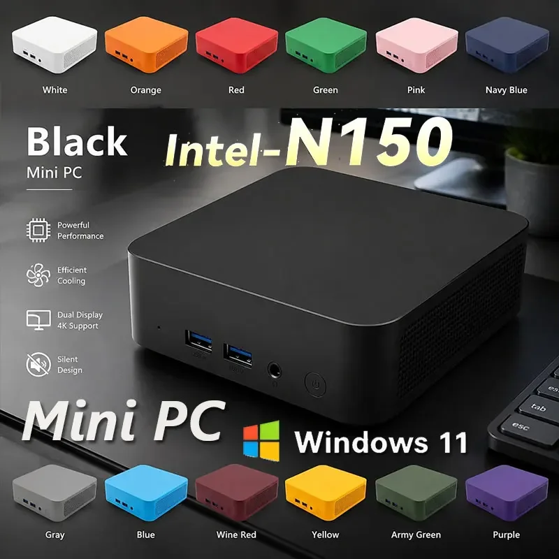 새로운 휴대용 미니 PC 인텔 N150 윈도우 11 게이밍 미니 PC 16GB 램 2TB 1TB M.2 SSD WiFi 6 BT5.2 미니 컴퓨터 PC 데스크탑