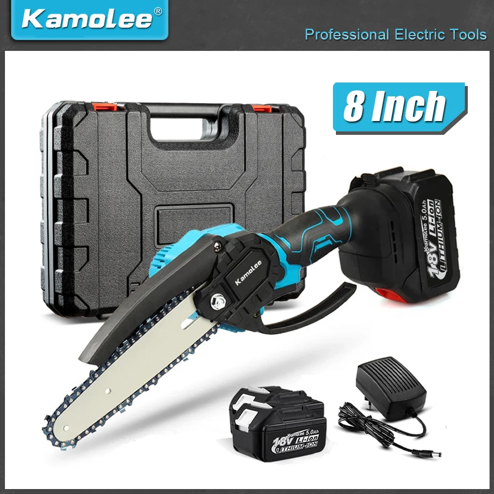 Kamolee 24V 8 Inch Mini Brushless Electric Saw Rechargeable Chain Saw Wood Cutter Pruning Garden Power Tools