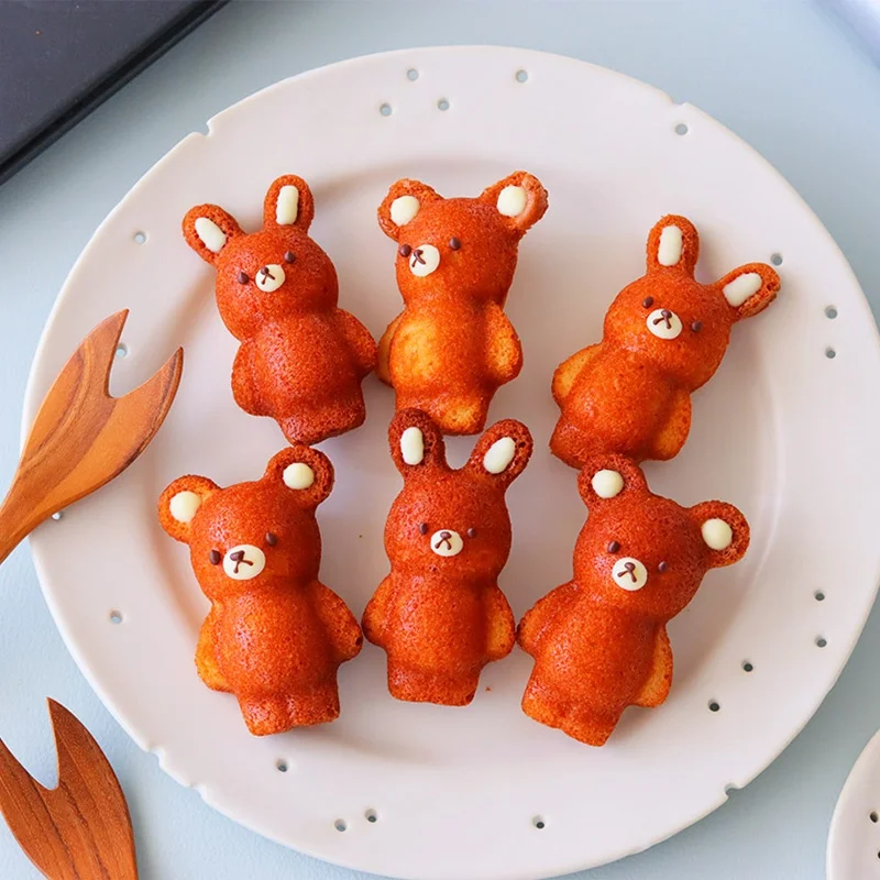 Cotta dessin animé ours lapin 6-Cavi plateau de cuisson grille-pain four outils de cuisson japonais Sle acier au carbone ustensiles de cuisson à domicile