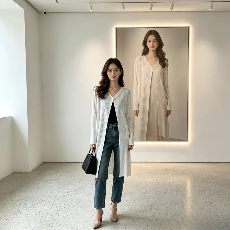 Miyake Pleated 2026 Solid Color Pleated Long Cardigan for Women Summer Thin Sun Protection Coat Elegant Versatile Outerwear