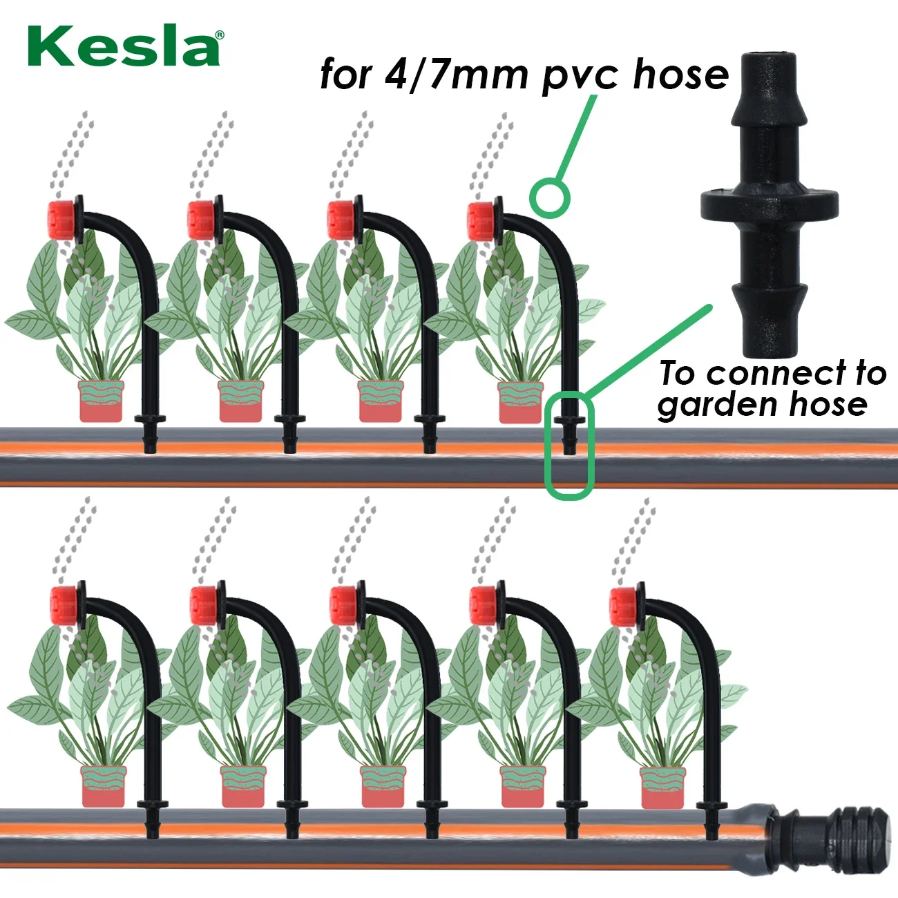 KESLA 20-100pcs 1/4\'\' Barbed Coupling for  4/7mm Hose Tubing Micro Flow Drip Irrigation Watering Straight Connectors Fittings