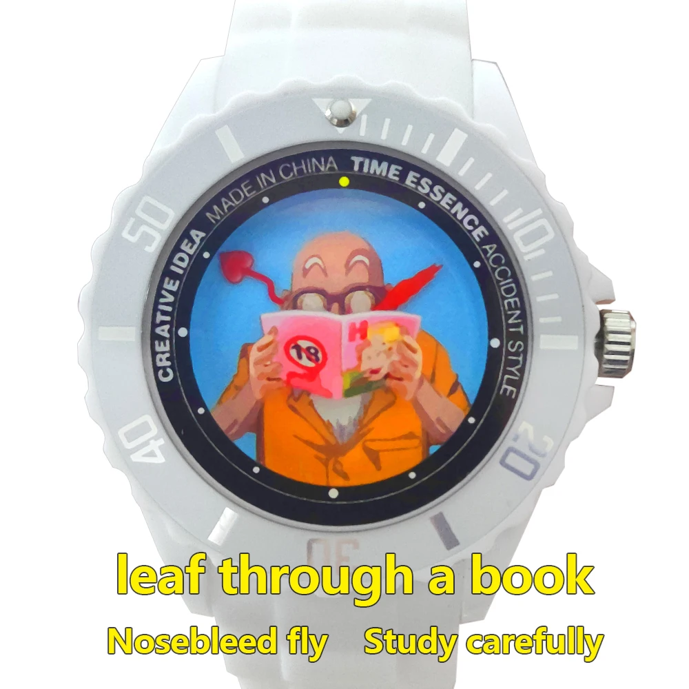 Quartz Watch originality design Comic characters Elderly Reading Funny