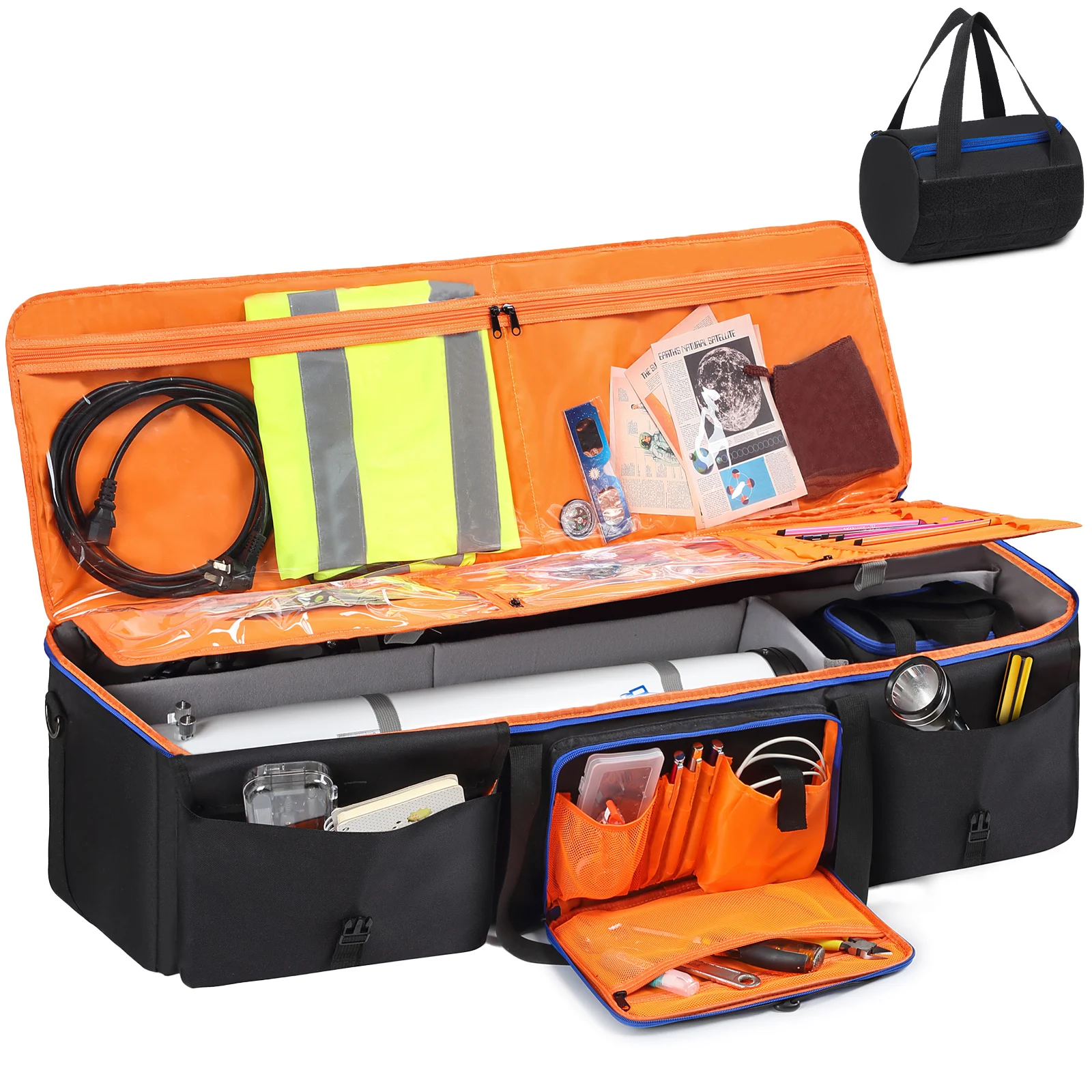 

Large Telescope Carrying Case 40 In for Tube Tripod Soft Padded Storage Bag Adjustable Shoulder Strap Fixed Buckles Accessories