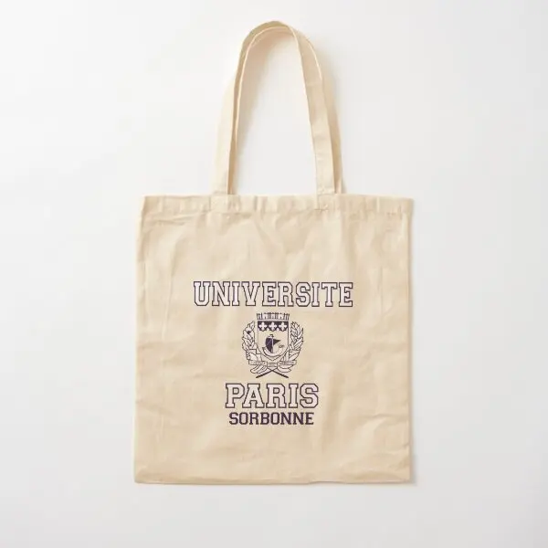 Universite Paris La Sorbonne Cotton  Canvas Bag Ladies Fabric Women Foldable Shopper Shoulder Bag Grocery Fashion Reusable