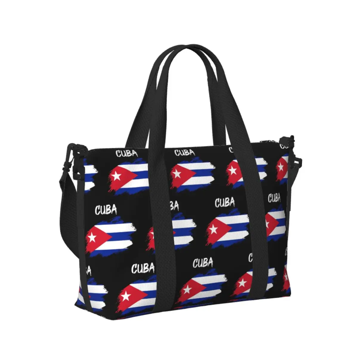 

Custom Cuba Cuban Flag Flag Beach Travel Bag Large Capacity Tote Bags for Gym Sport Women Shopping Duffle Shoulder Bag