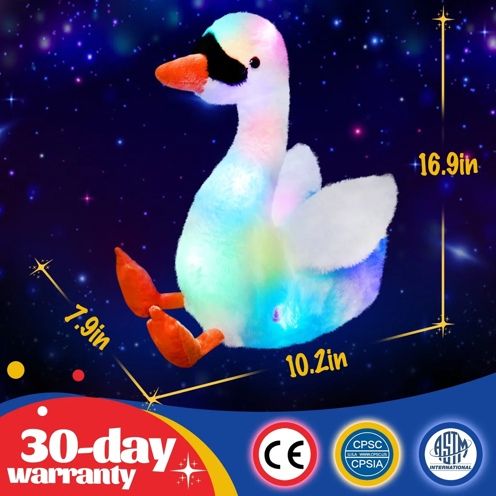 35cm Stuffed Animals Toys with LED Light Throw Pillows Soft White Swan Dolls Toy Birthday Children's Day Gift for Girls Kids