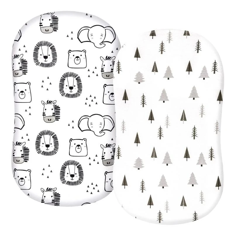 Y4QA 2Pcs Baby Fitted Sheet Newborn Bassinet Changing Pad Case Soft & Comfortable