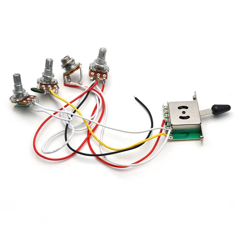 Strat Guitar Wiring Harness Prewired 3X 500K Pots 1 Volume 2 Tone Control Knobs 5 Way Switch Electric Guitar Parts