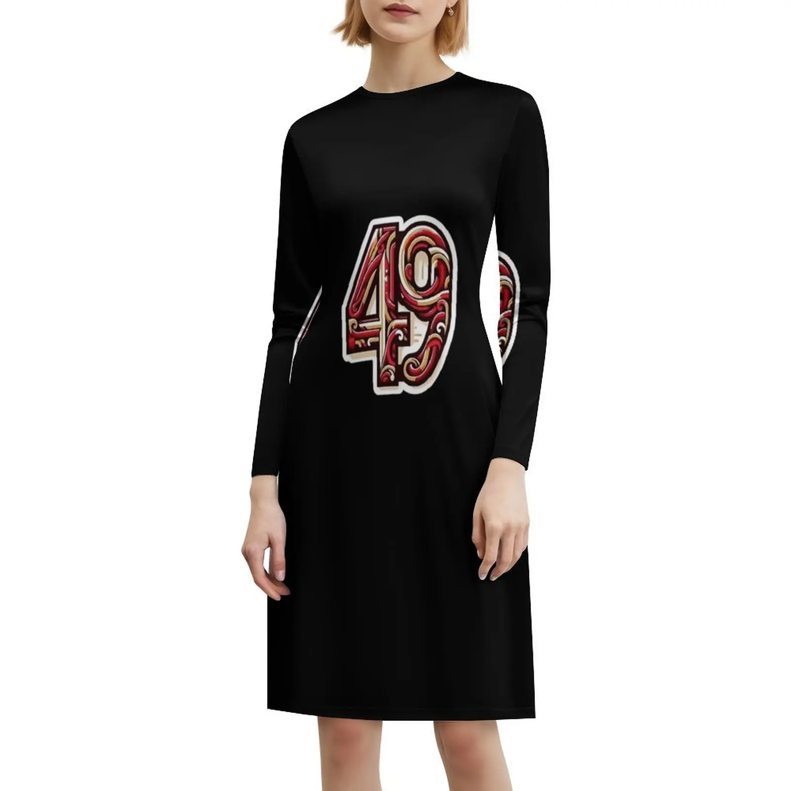 Gaun Liburan Seksi Seni Abstrak 49Ers untuk Wanita Gaun Mini Pesta Pantai Ulang Tahun Nomor 49 Gaun Pesta Abstrak Tim Passion