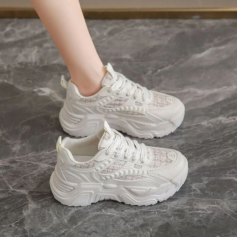 Women's Chunky Sneakers 2025 Spring Autumn Student Friendly Mesh Ventilated Thick Heel Athletic Shoes for Everyday Wear​