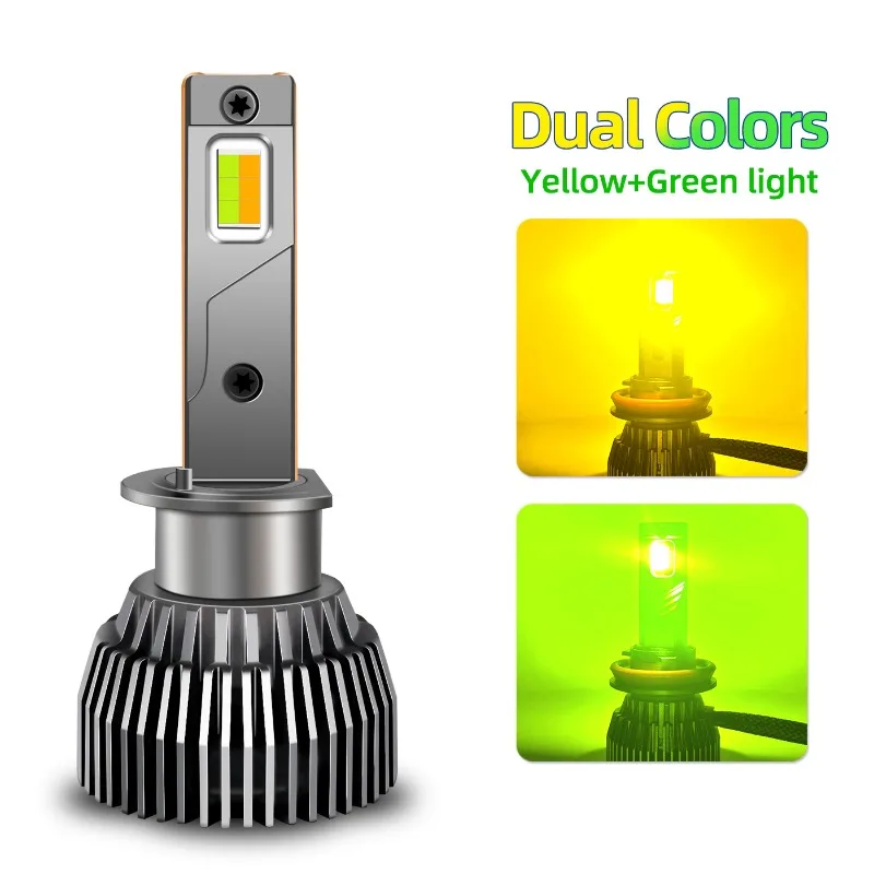 M6L 120W Two-color LED Headlight H11 Yellow +Lime Light H8 White 9006 Double Copper Tube Psx24w Car Fog Light H1 H3 H9 9005