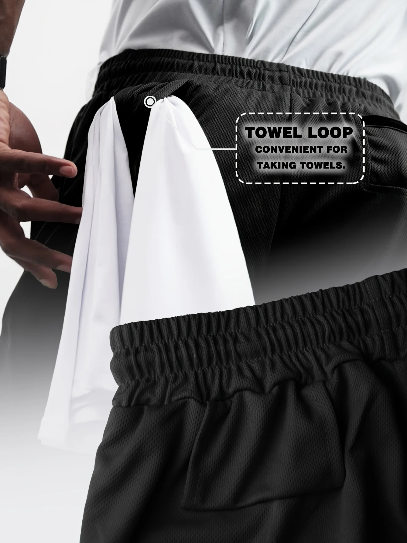 Men's quick-drying sports shorts Double Layer Training Shorts Breathable Elastic Drawstring Gym Running Workout Short Pants-J59 2