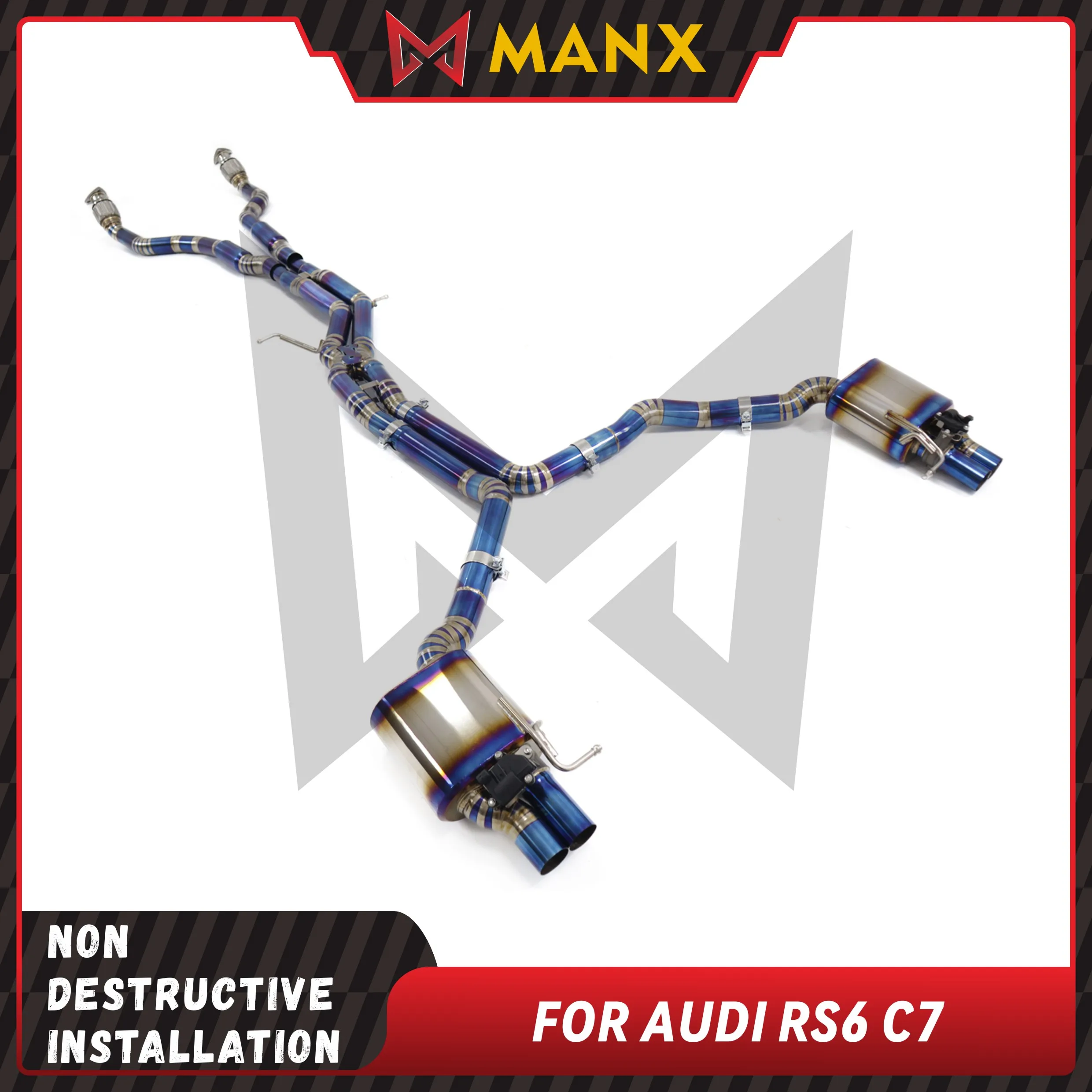 

Suitable for Audi S6 S7 RS6 RS7 C7 S8 D4 4.0T Titanium alloy bluing Catback Performance exhaust OEM Control Muffler With Valve