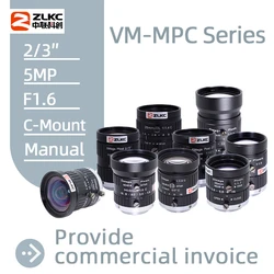 ZLKC Industrial Cameras Lenses 5MP C Mount 2/3 Inch CMOS F1.6 Manual Iris Wide Angle 4mm 5mm 6mm 8mm 12mm 75mm Fixed Focus Lens