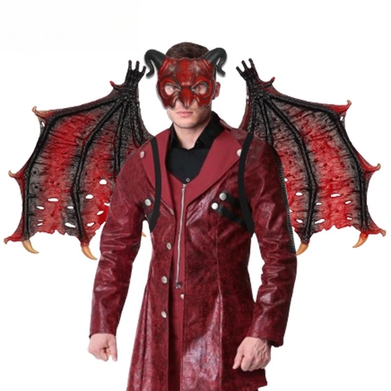 

New Models, Halloween Cosplay Party, Character Dress-up, Holiday Props, Red Devil, Mask, Wings