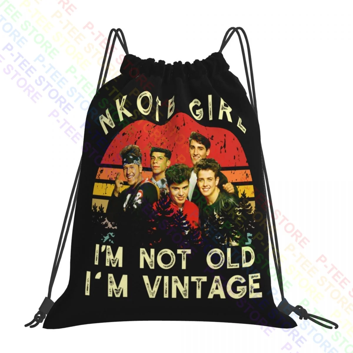 Nkotb Girl I'M Not Old I'M Vintage New Kids On The Block Drawstring Bags Gym Bag Newest Art Print