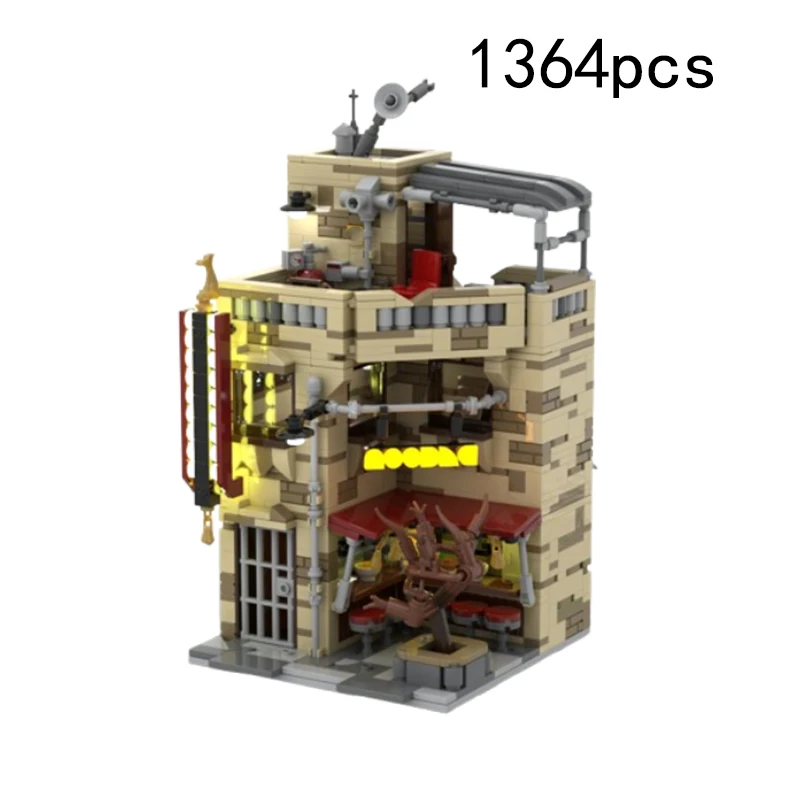 Spot MOC-109598 1364pcs small particle assembly building blocks city street scene building noodle shop model toy ornaments gift