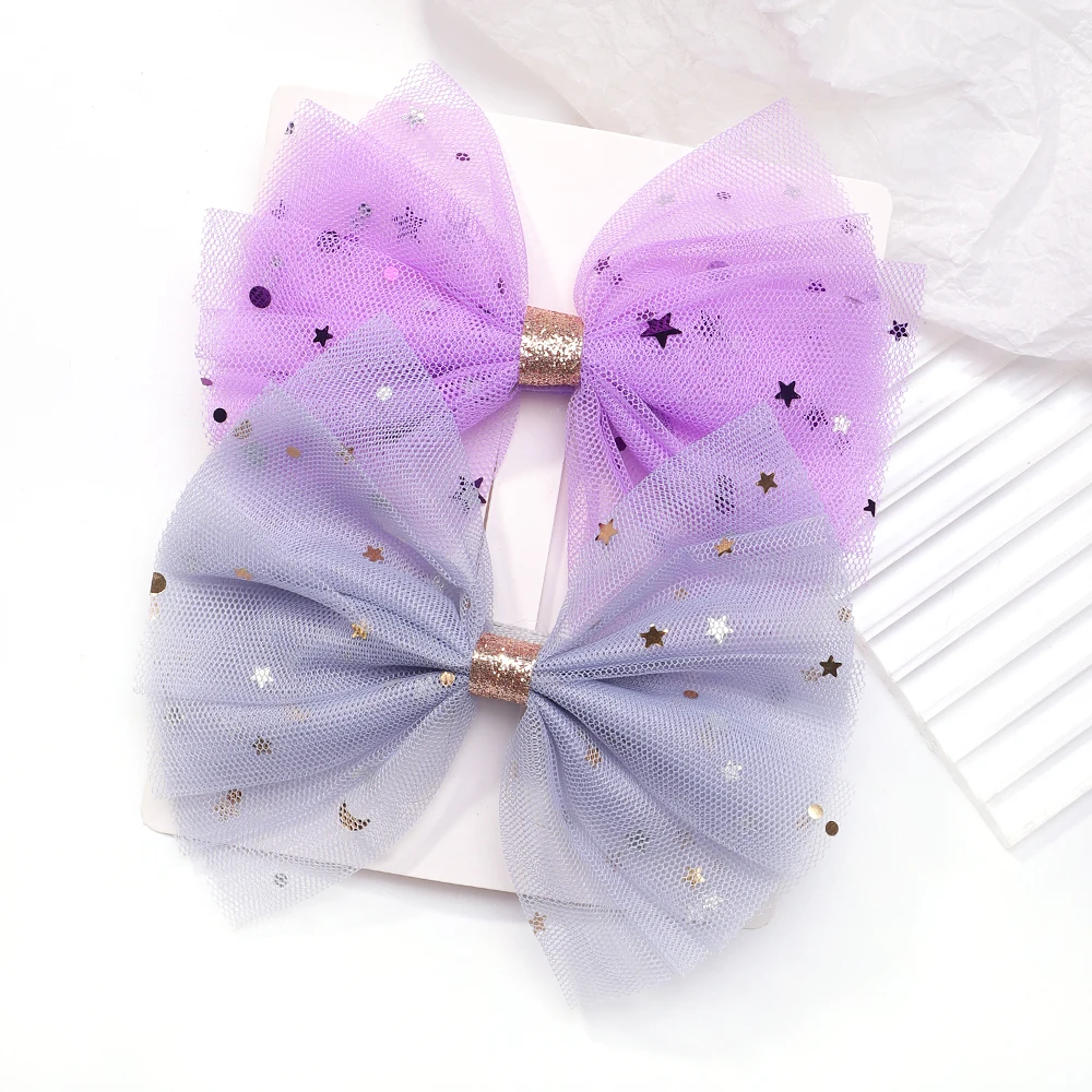 

2pcs Kids Double-layer Mesh Bow Hairpin Side Clip for Women Girls Fashion Korea Sweet Student Star Hair Clip Hair Accessories