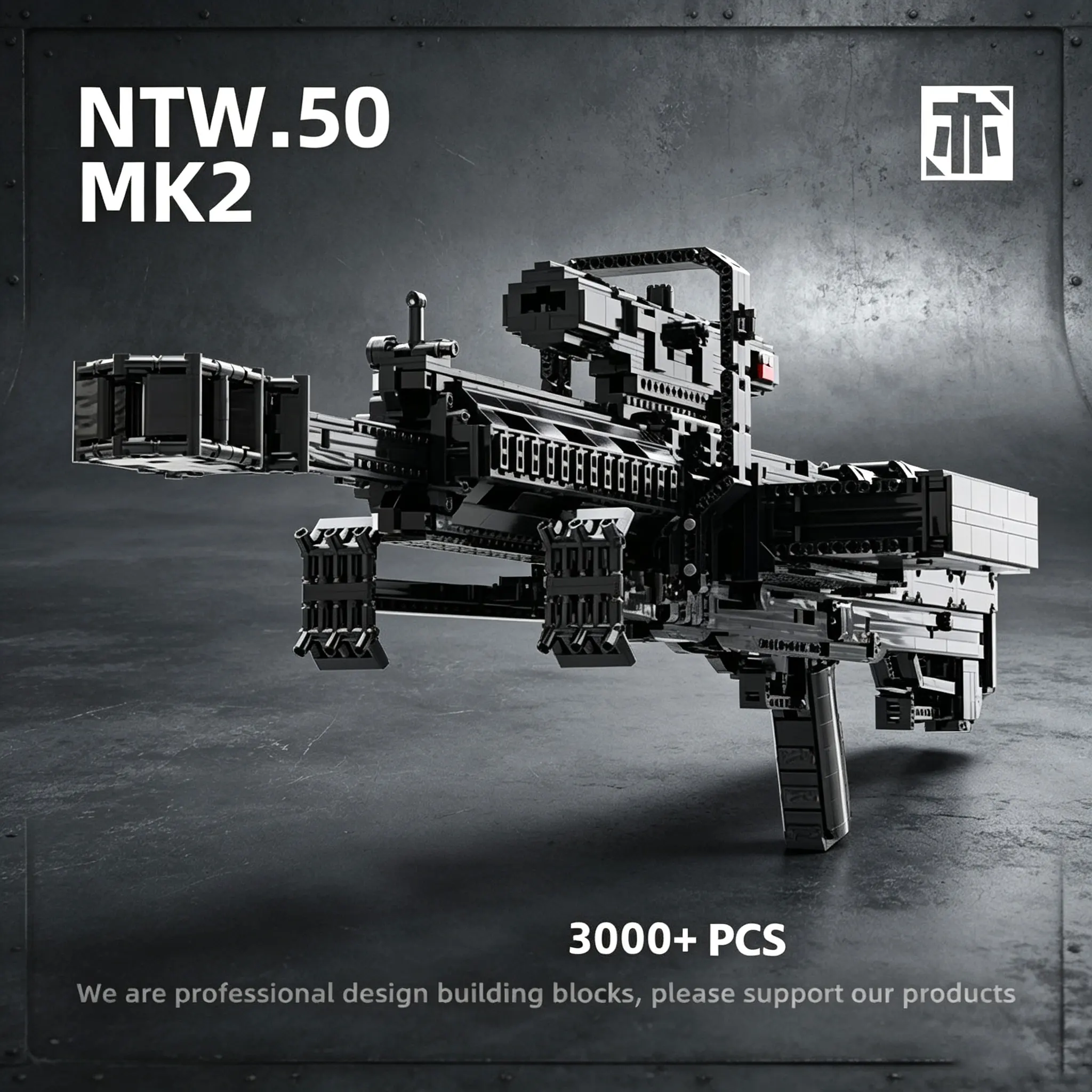 3000+PCS Technical NTW.50 MK2 Sniper Rifle Building Blocks Set Assemble Gun Bricks Large Sniper Model Toy Gift For Adult