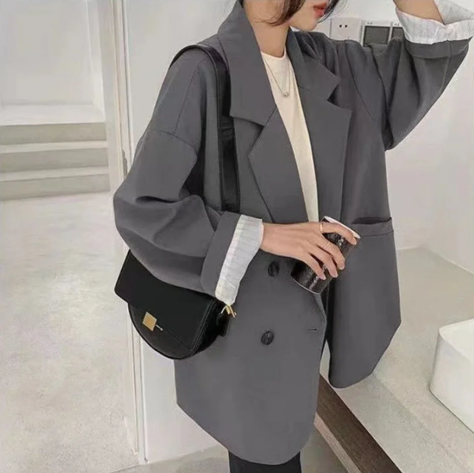 Neue Frühling-Herbst-Damen-Blazer, lockere Passform, koreanische Mode, Vintage-Blazer, Anzugjacke, elegante Damenmäntel, Streetwear, Damenbekleidung – Detail 10