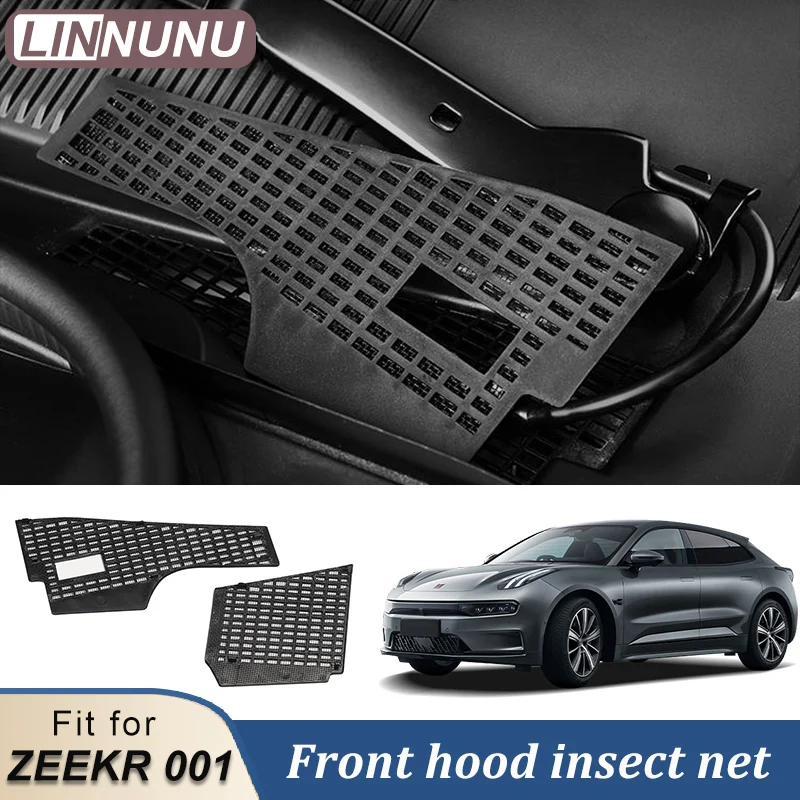 LINNUNU For Zeekr 001 2021-2024 Stainless Trim Car Front hood Dust proof horn Insect Protection ABS Cover Trim Auto Accessories