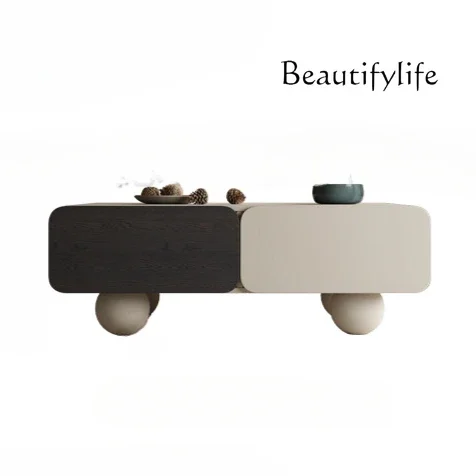 

Modern simple coffee table TV cabinet combination living room household minimalist rectangular designer creative tea table