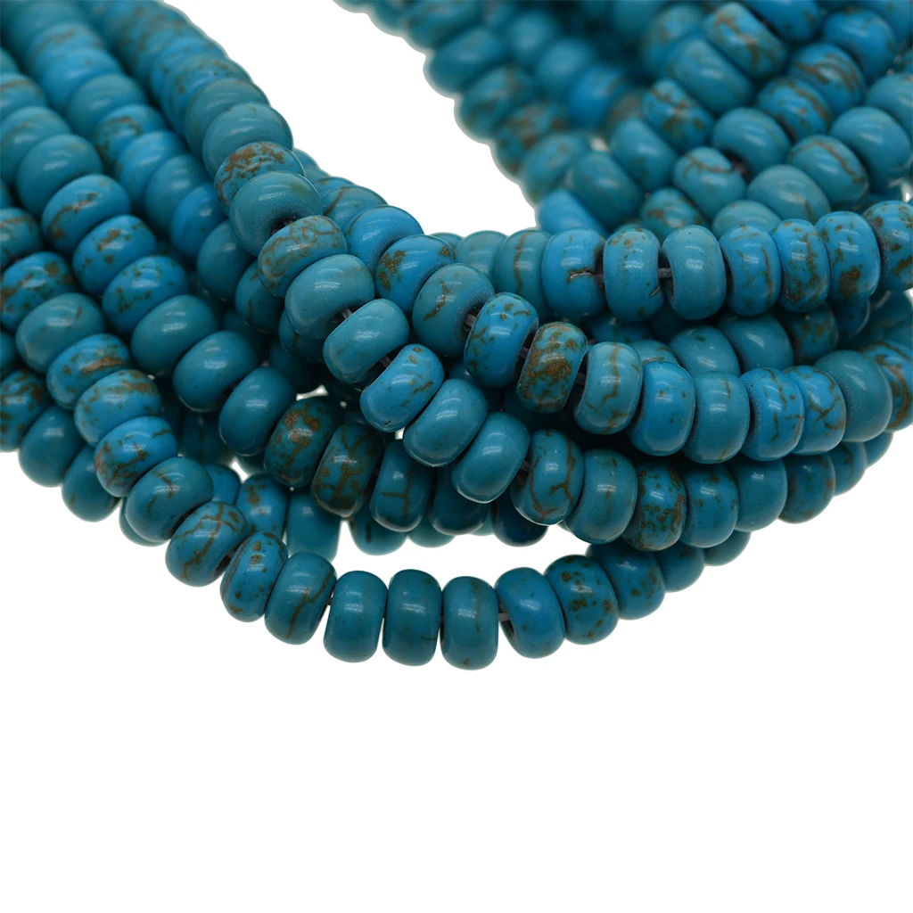 ONE strands 125pcs small tiny mini 3x6mm small mini synthetic Howlite turquoise Wheel round plate loose beads