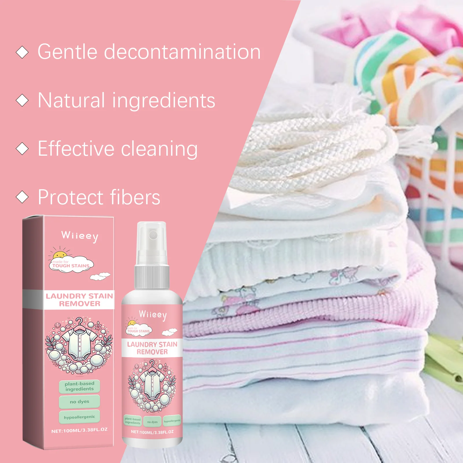 100ml Baby Clothes Cleaner Spray Portable Travel Clothes Bodysuit Oil Dust Stain Removal Agents Clothes Washing LaundryDetergent