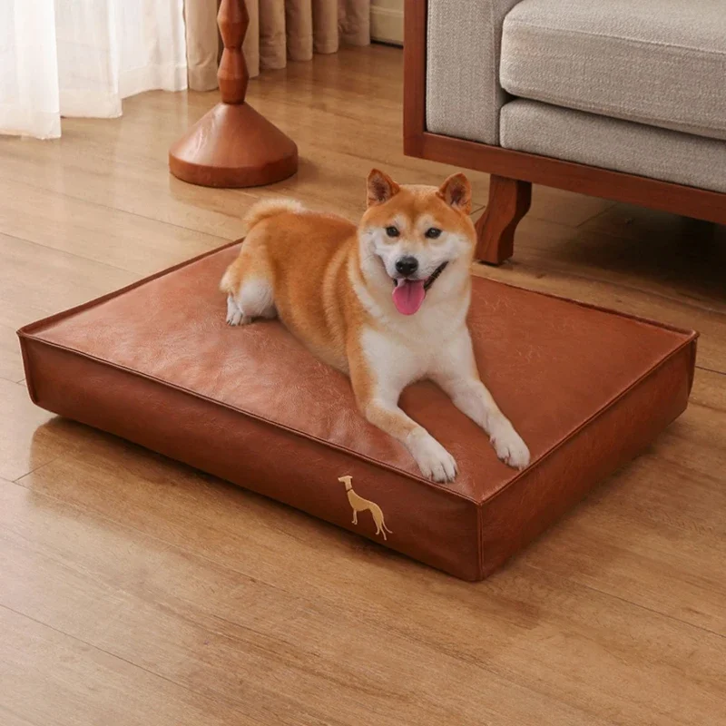 

Dog Beds for Large Dogs Waterproof Leather Doghouse Mattress Removable and Washable Pet Nest Non-Slip Bottom Dogs Sleeping Mat