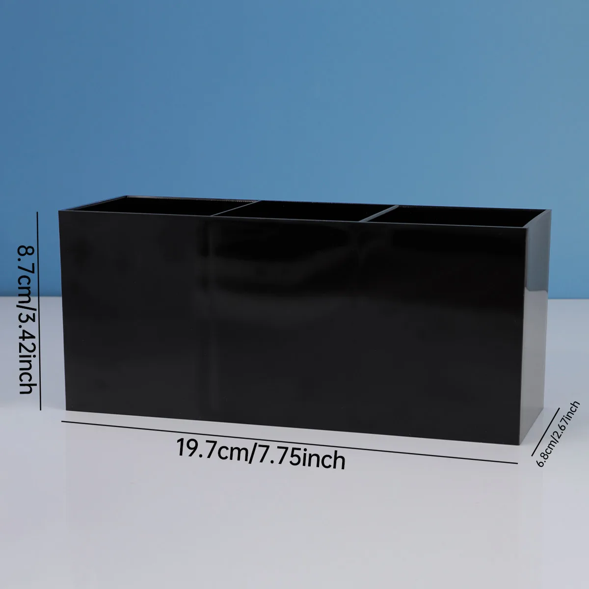 Transparent Makeup Brush Organizer, Acrylic Makeup Brush Organizer with 3 Slots, Pencil Holder for Desk, Desk Organizer