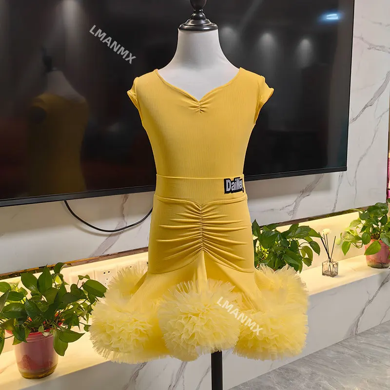 Girls' Latin Dance Practice Dress Children's 2025 New Summer Training Set High end Performance Dress