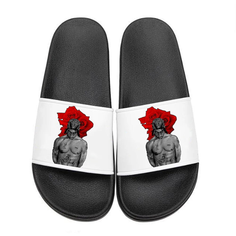 Rapper 2Pac tupac diapositive pantofole ragazze casa pantofola coppia estate uomo Indoor Outdoor infradito femminile morbido grande formato 35