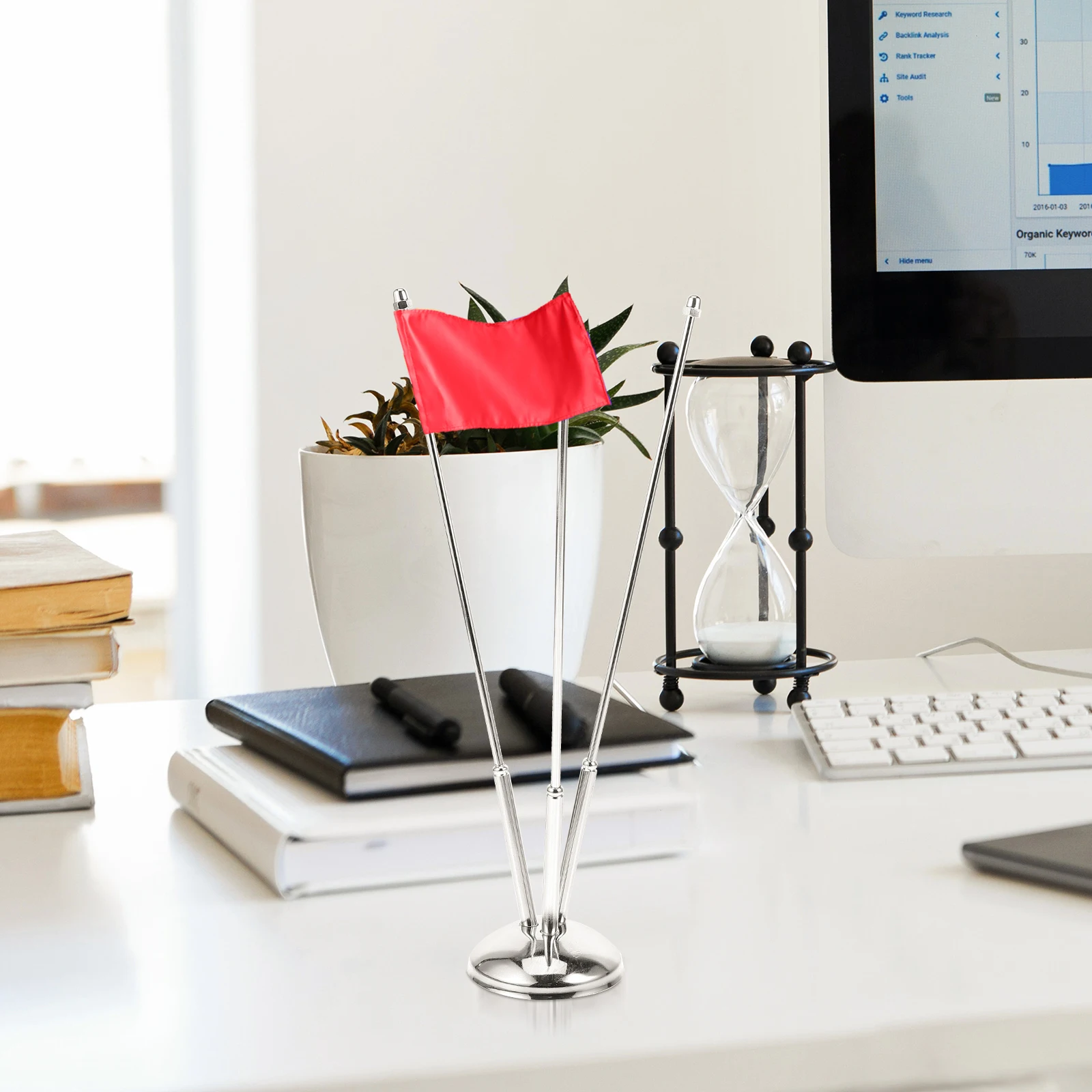 

Desk Flagpole Metal Stable Base V Shaped Flag Stand Desktop Flag Display Meeting Room Nail-Free Flagpole Metal Flagpoles