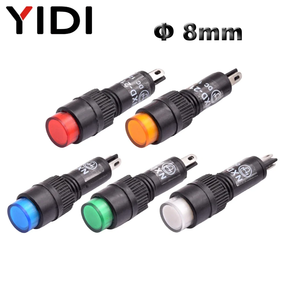 Picture 4: 10pcs 8mm Plastic LED Indicator Light NXD-215 12V 24V 110V 220V AC DC LED Red Green Blue Amber White Pilot Lamp Signal Lights