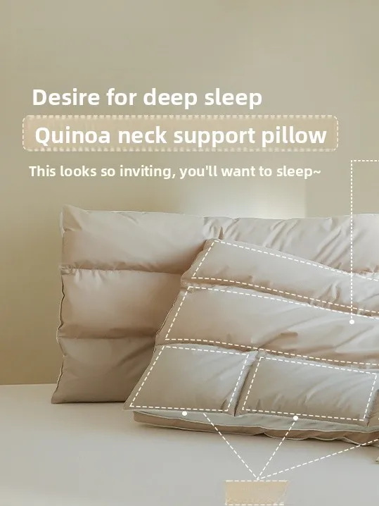2025 New Sleep Well Neck Support Pillow Soft Hard Double Sided Detachable Low Medium Pillow Quilted Cotton Rectangular Single...