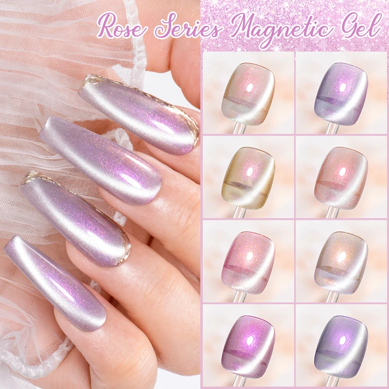 

MTSSII 7ml Rose Series Magnetic Gel Nail Polish Glitter Cat Eye Nail Gel Soak Off UV LED Semi-Permanent Manicure Art Varnish