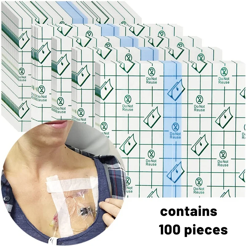 100Pcs Showerproof Transparent Adhesive Film Dressings Clear Wound Bandages Protectors For Shower Knee Surgery 4 Inch