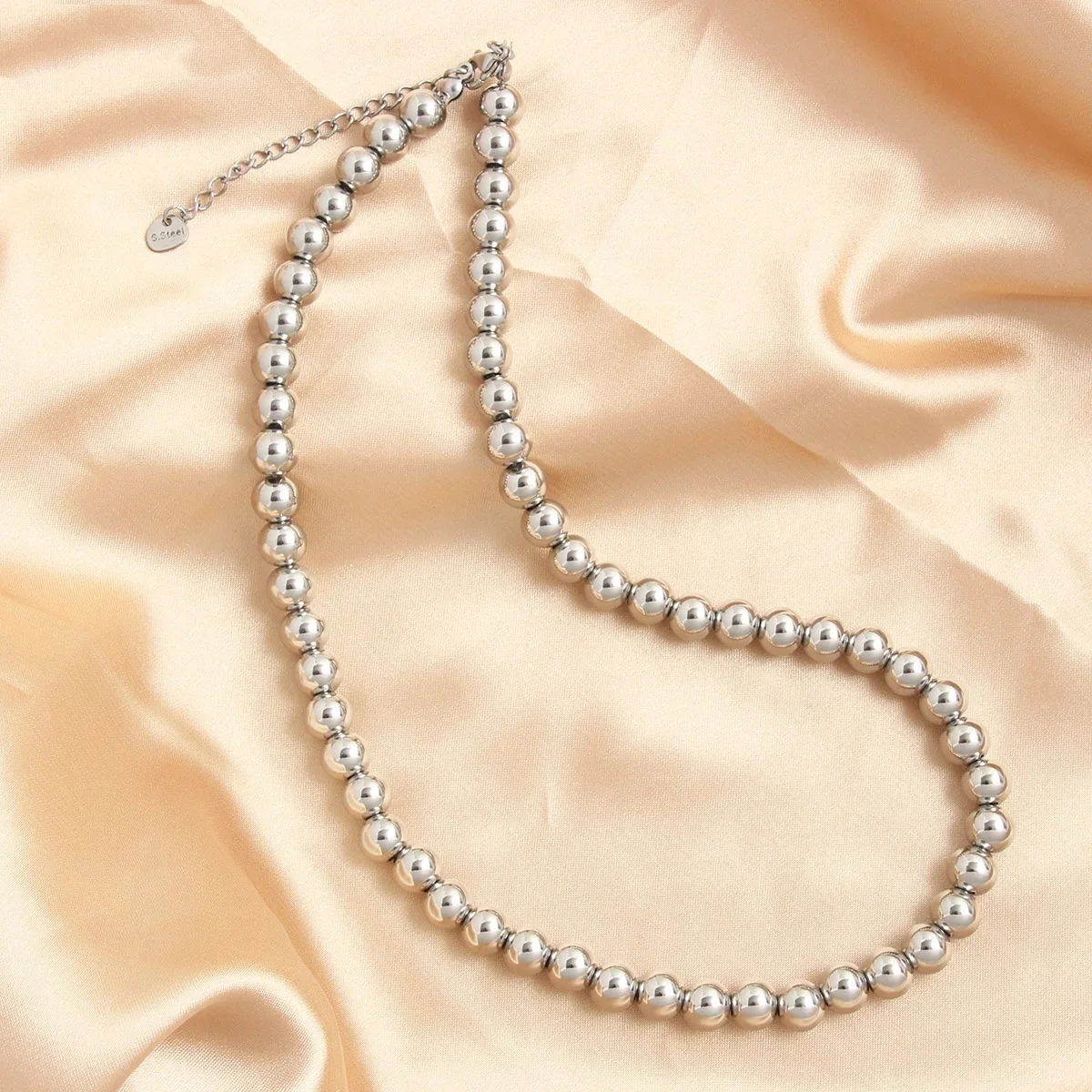 4/6/8/10mm Stainless Steel Ball Beaded Necklace For Women Men Silver Color Metal Bead Chain Choker Simple Waterproof Jewelry New